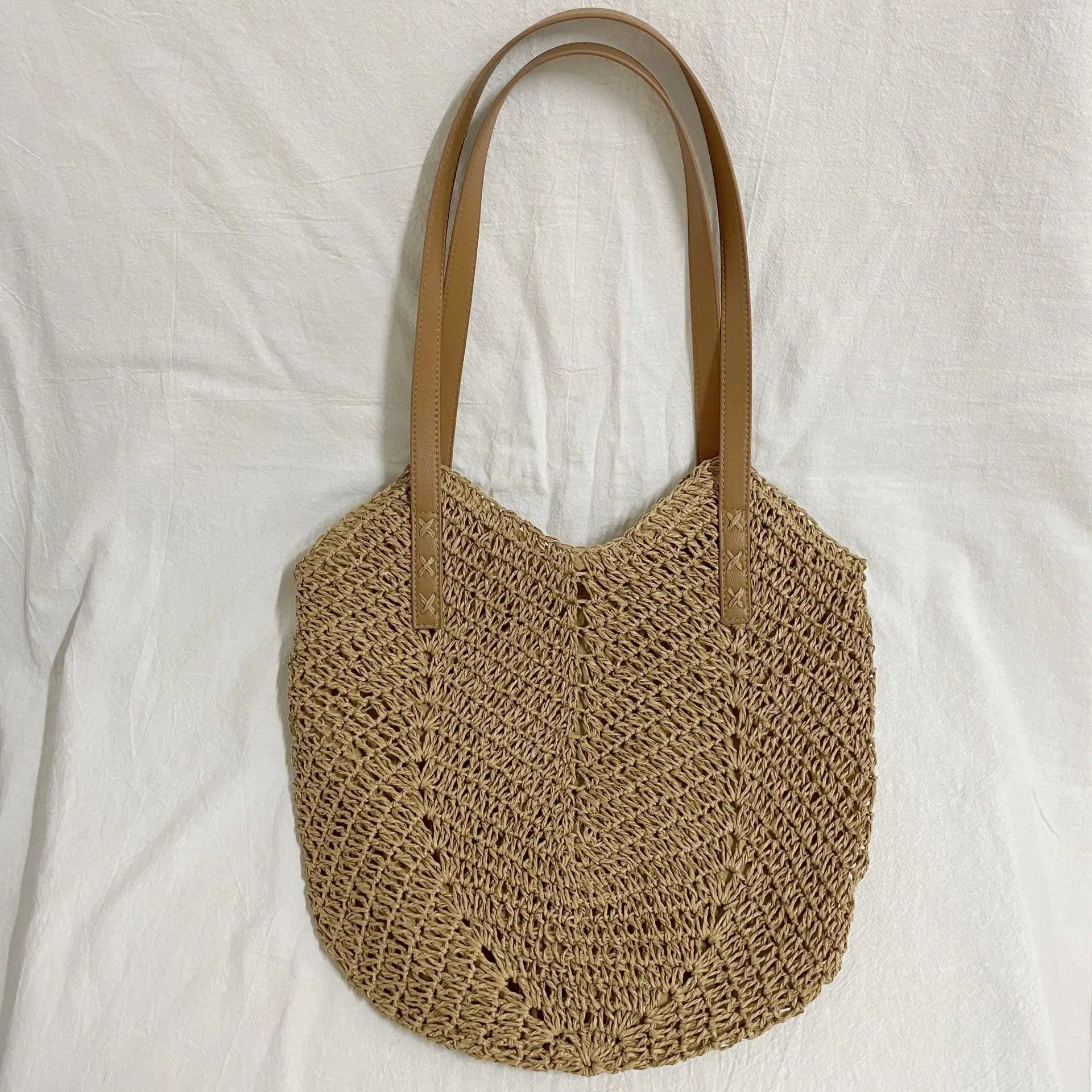 sac en paille tissé beige