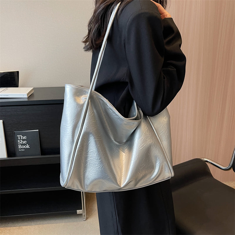 sac a main argenté cuir porte a l epaule