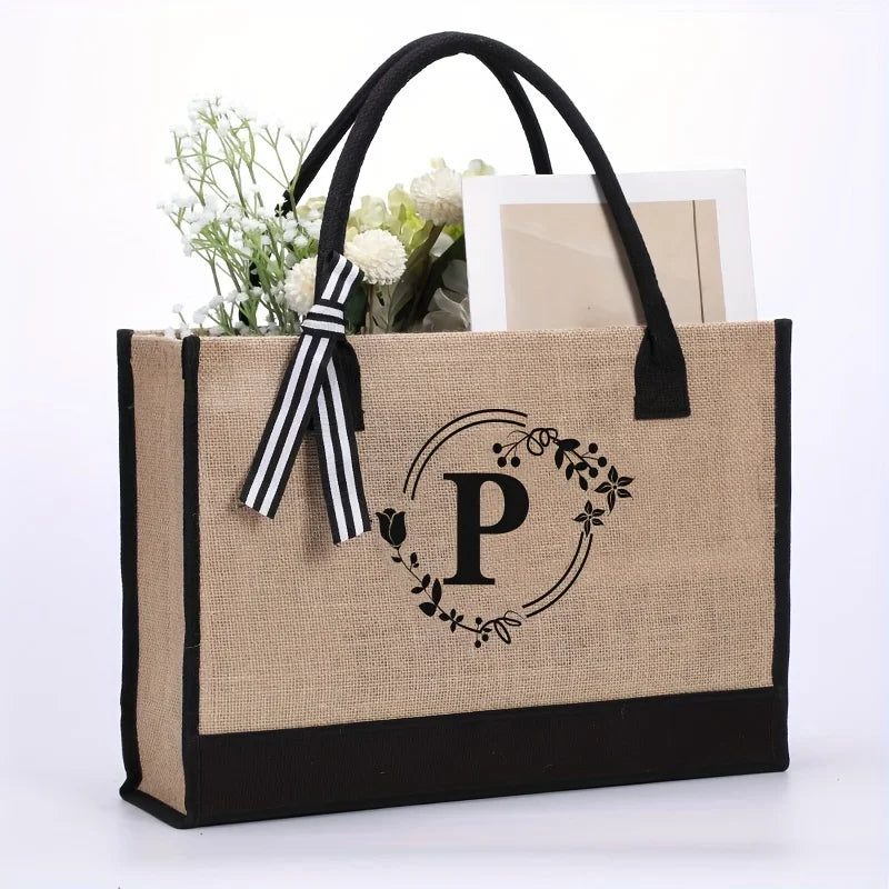 sac cabas de plage personnalisé avec lettre p