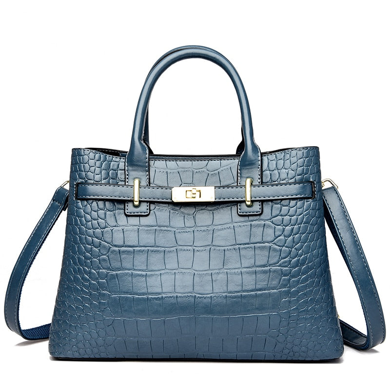 sac à main effet croco bleu