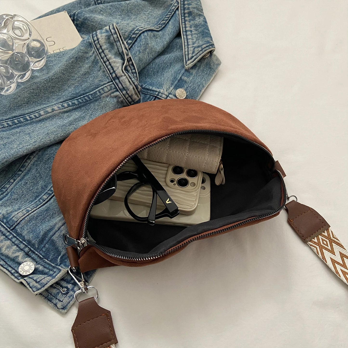 interieur du sac banane en daim