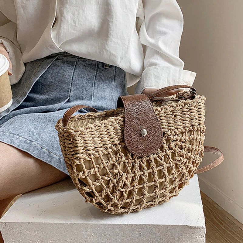 sac boheme bandouliere en paille