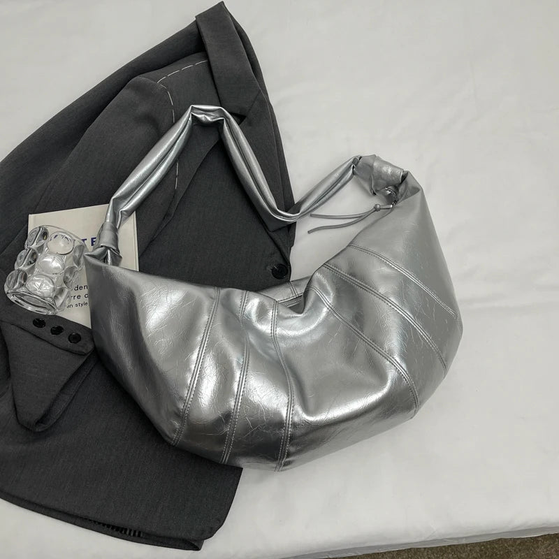 grand sac banane argenté