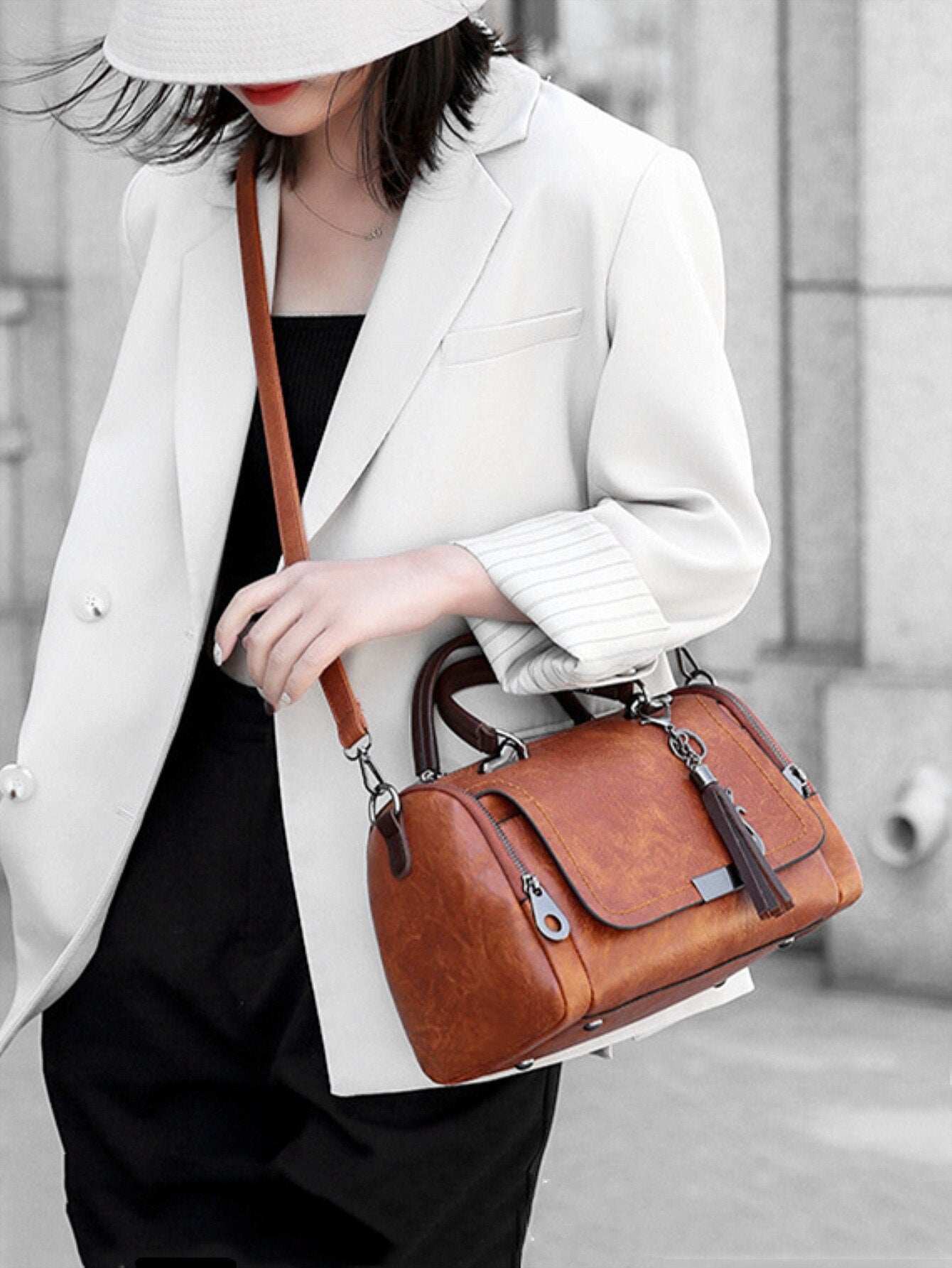 sac a main cuir vintage porte en bandouliere