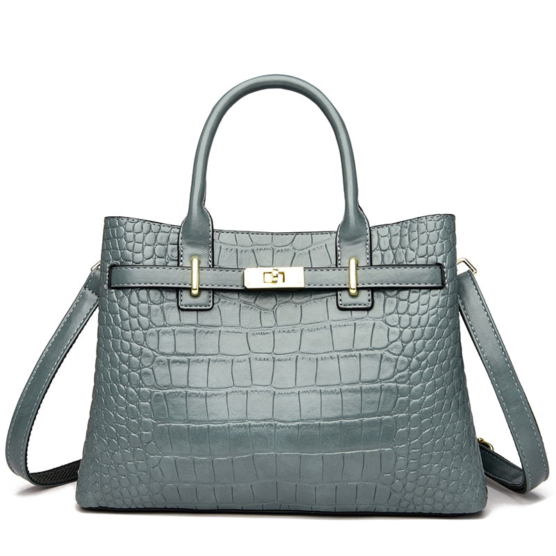 sac à main en cuir effet croco gris