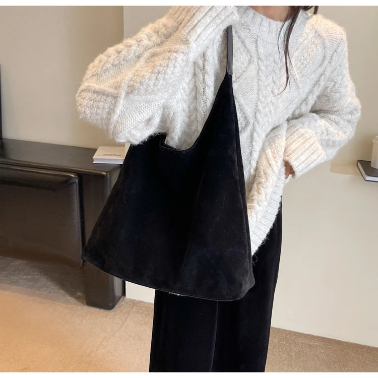 sac d'épaule en daim noir