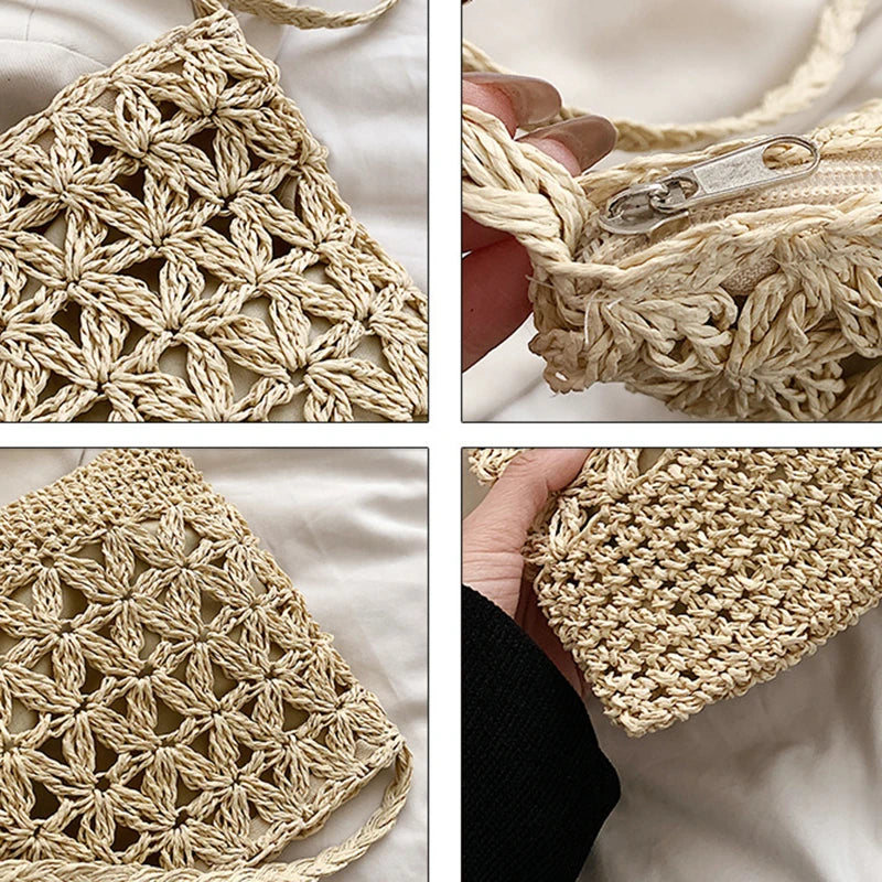 sac bandouliere raphia avec fermeture