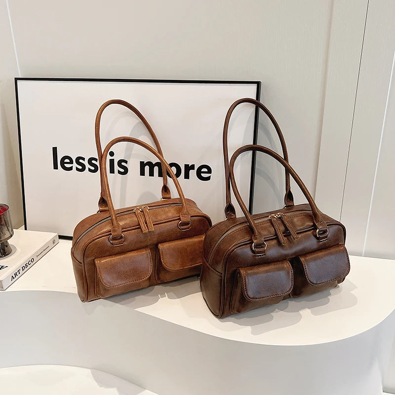 petit sac a main multipoche couleur marron
