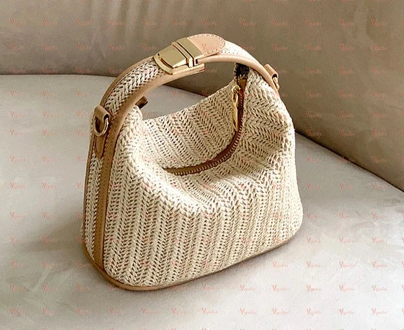petit sac a main en paille beige