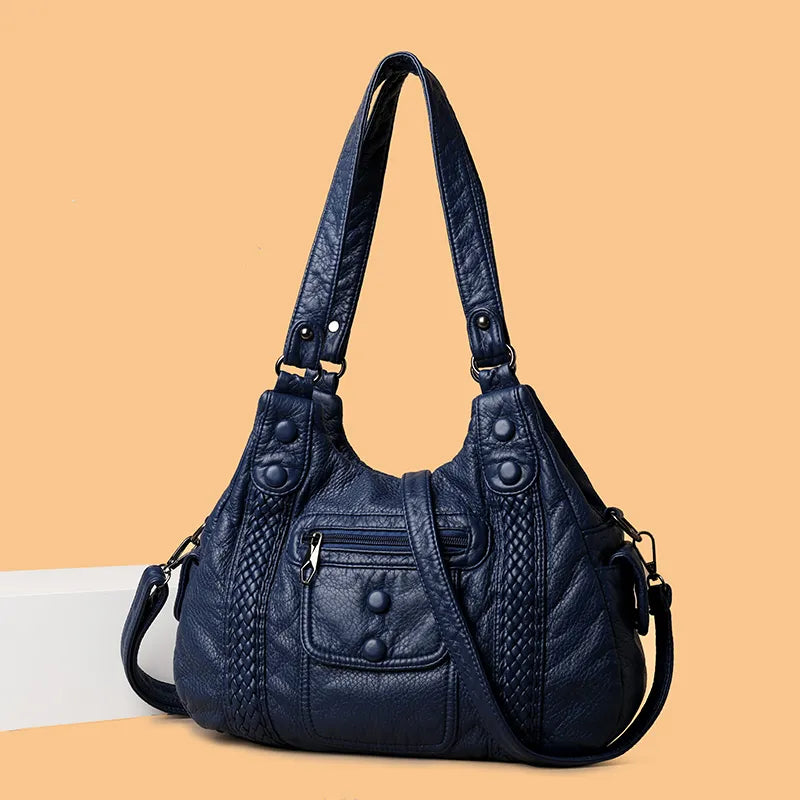 sac a main cuir bleu canard elegant