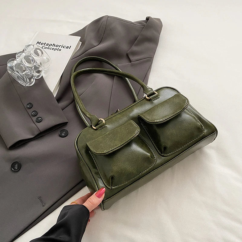 petit sac a main multipoche vert retro