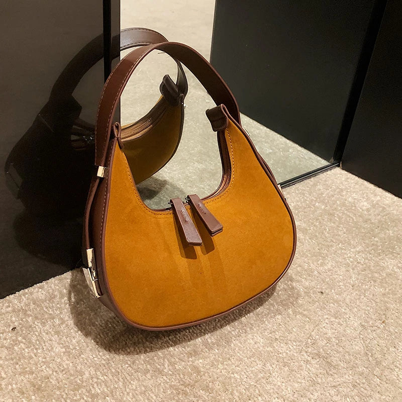 sac a main cuir et daim camel