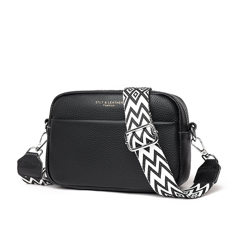 sac bandouliere noir cuir a poches
