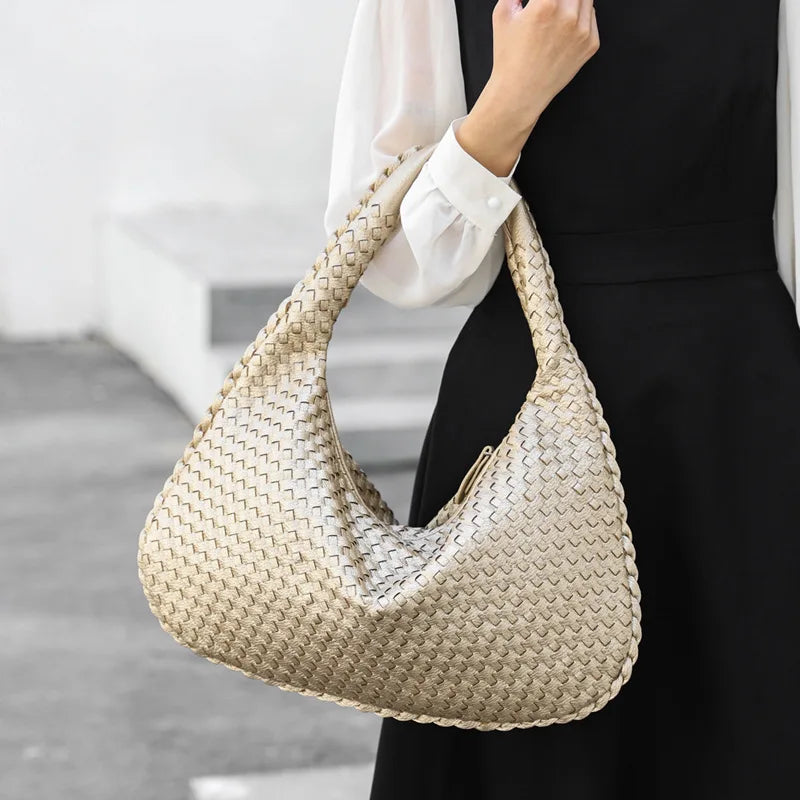 sac tressé gold en cuir synthétique