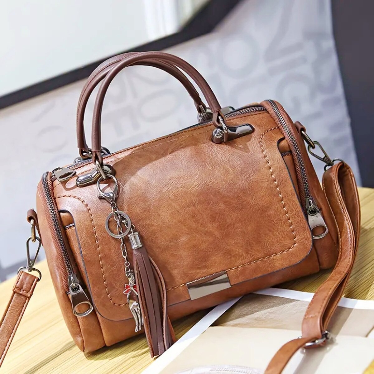sac a main cuir vintage