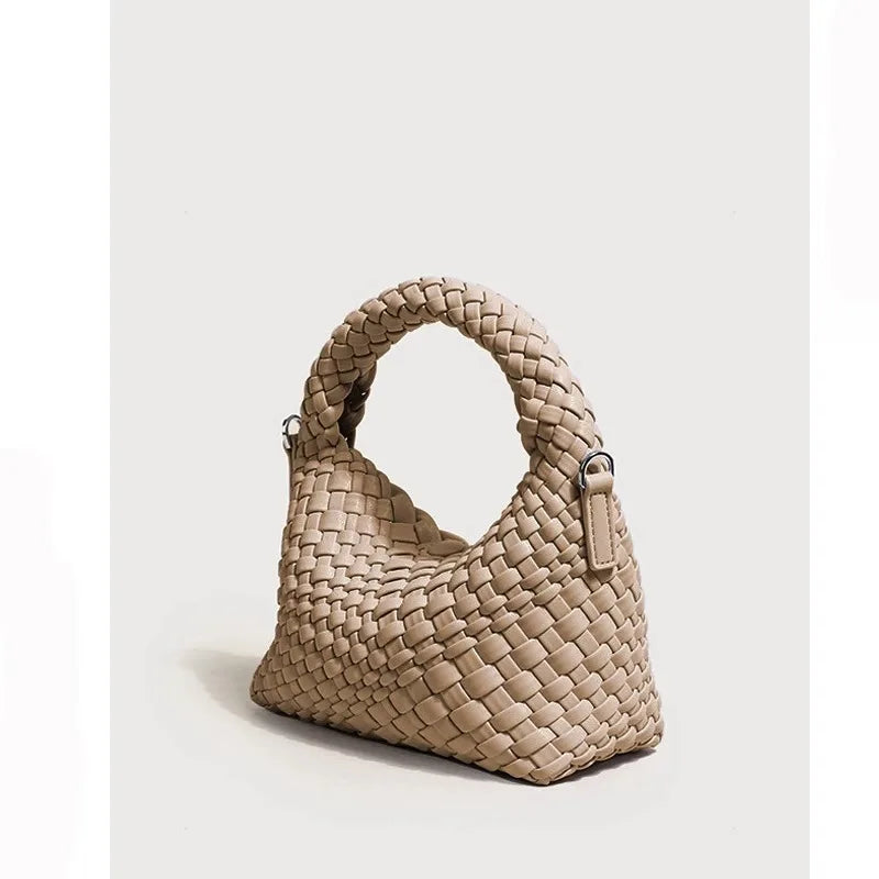 mini sac a main tressé beige