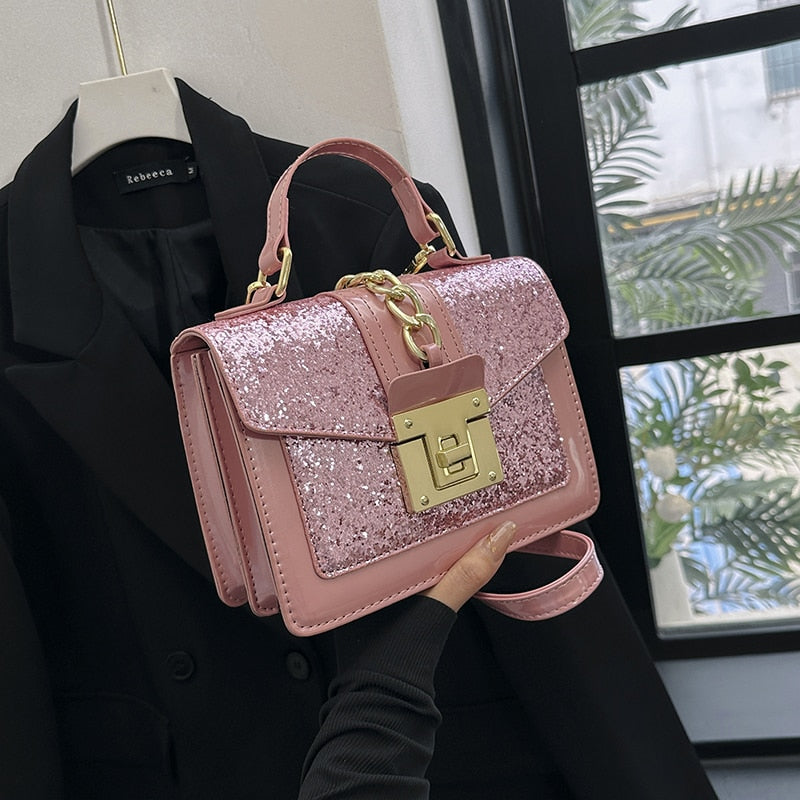 sac a main a paillettes rose