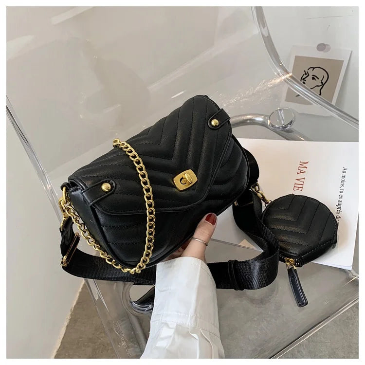 sac bandouliere matelassé noir en cuir synthetique