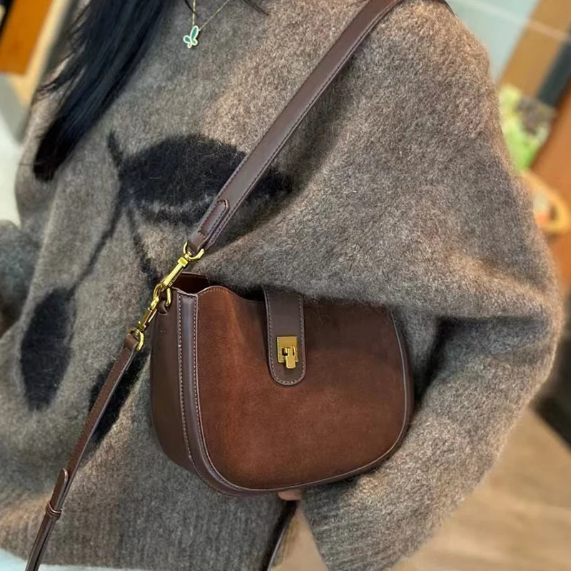sac en cuir et daim marron