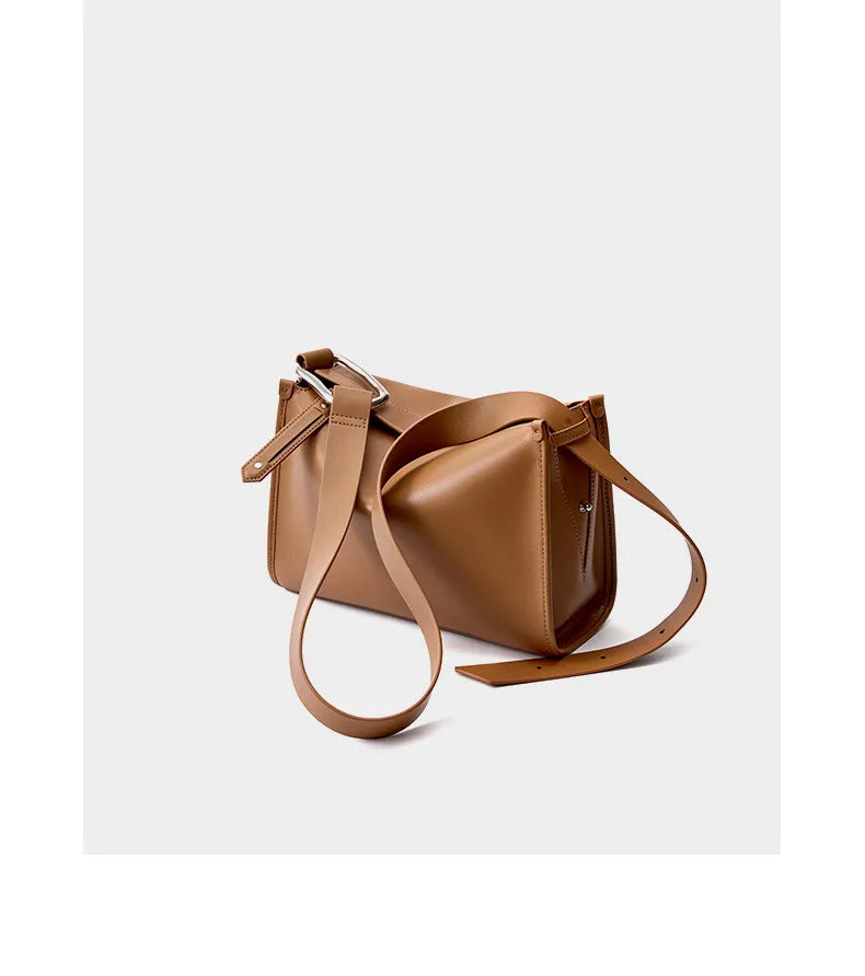 sac bandouliere réglable en cuir camel