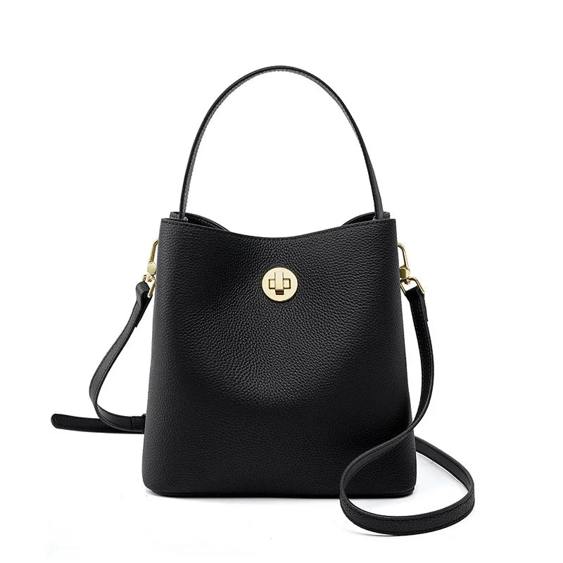 sac seau en cuir grainé