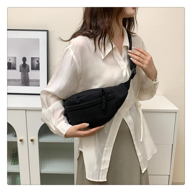 sac banane tissu femme porté bandoulière