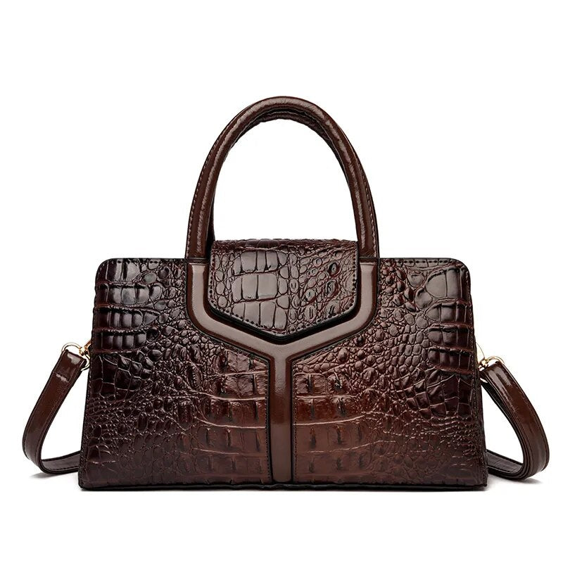 sac bandouliere femme effet croco marron foncé