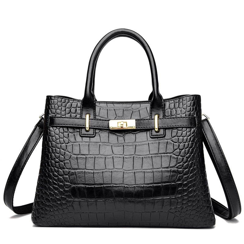 sac à main effet croco noir