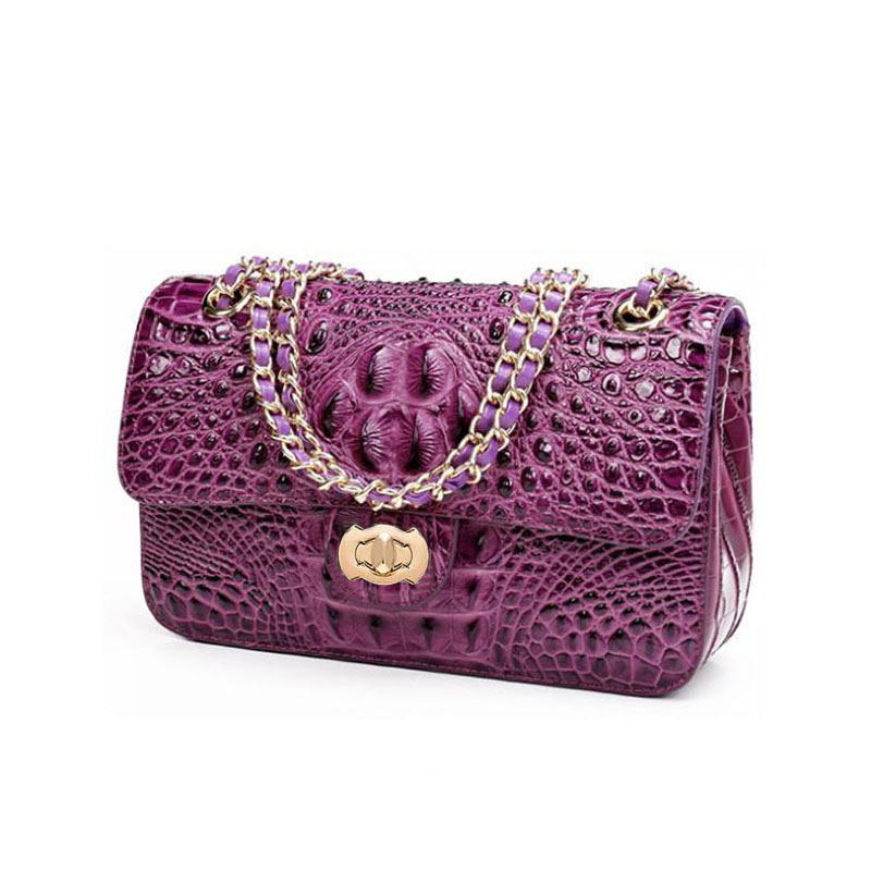 sac bandouliere crocodile violet