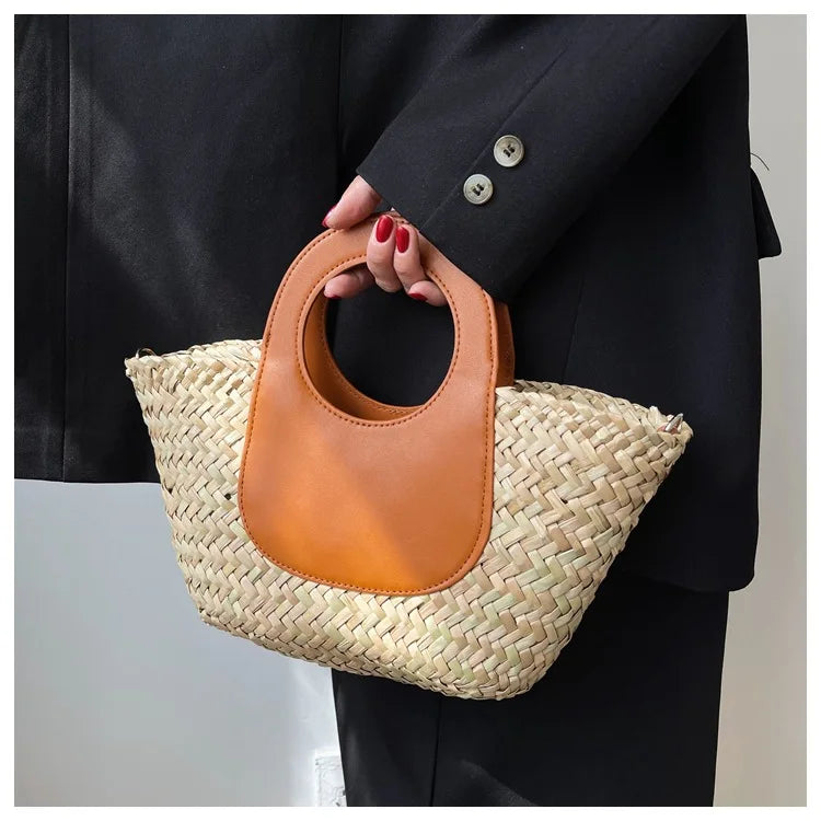 sac bandoulière femme en paille forme de panier