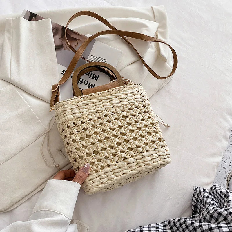 sac bandouliere raphia blanc