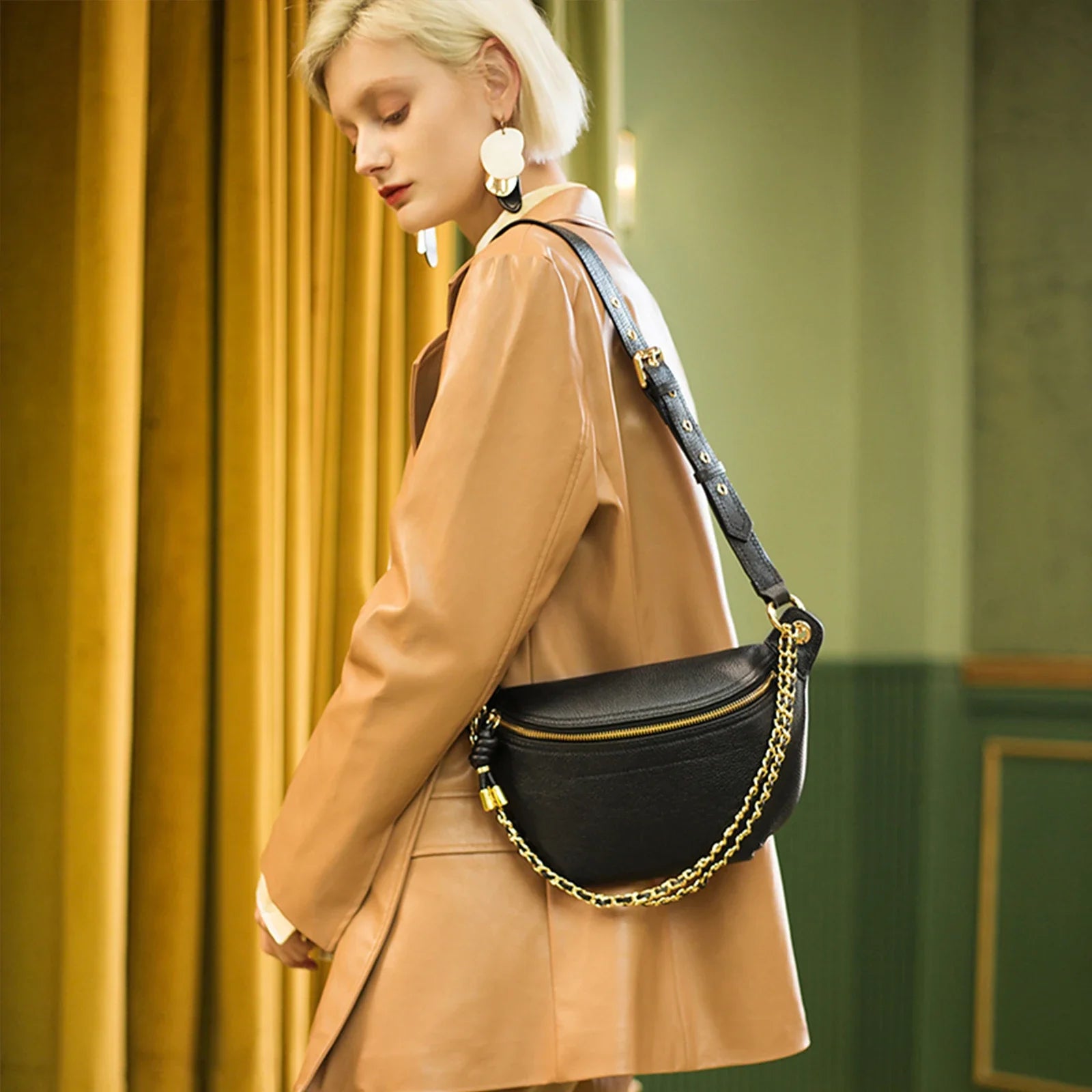 sac banane en cuir femme tendance