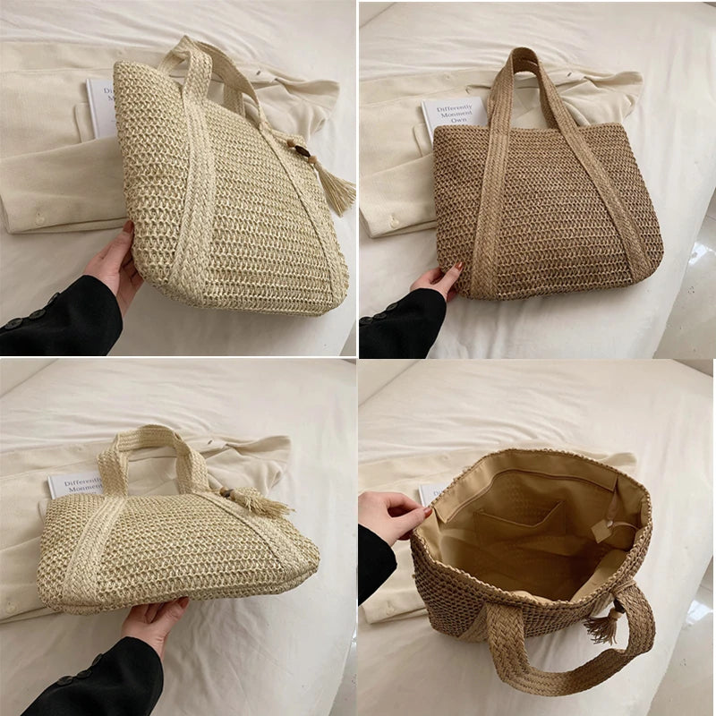 sac de plage en paille tissé ecologique