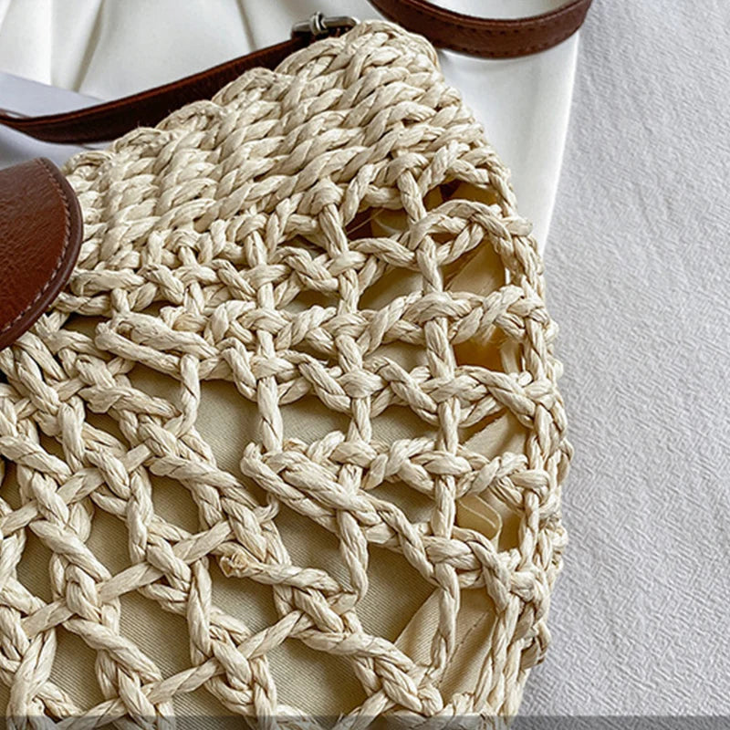 details sac en paille tressé