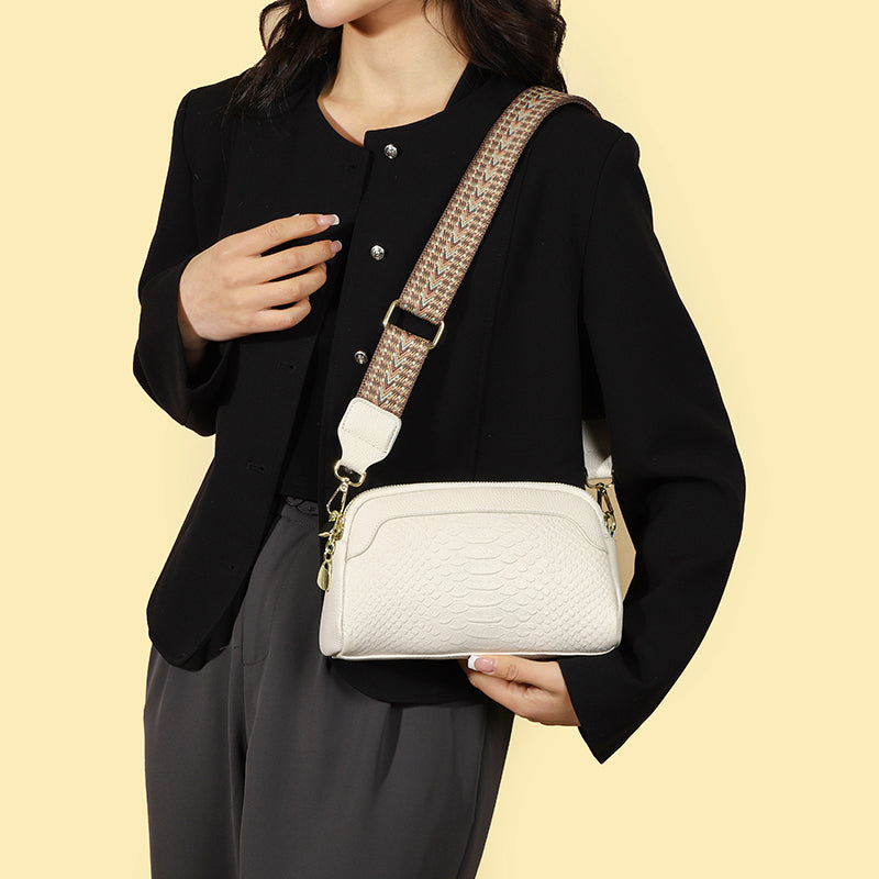 sac bandouliere croco blanc et or chic