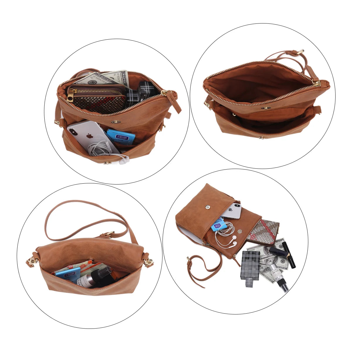 interieur du pochette en bandouliere femme marron