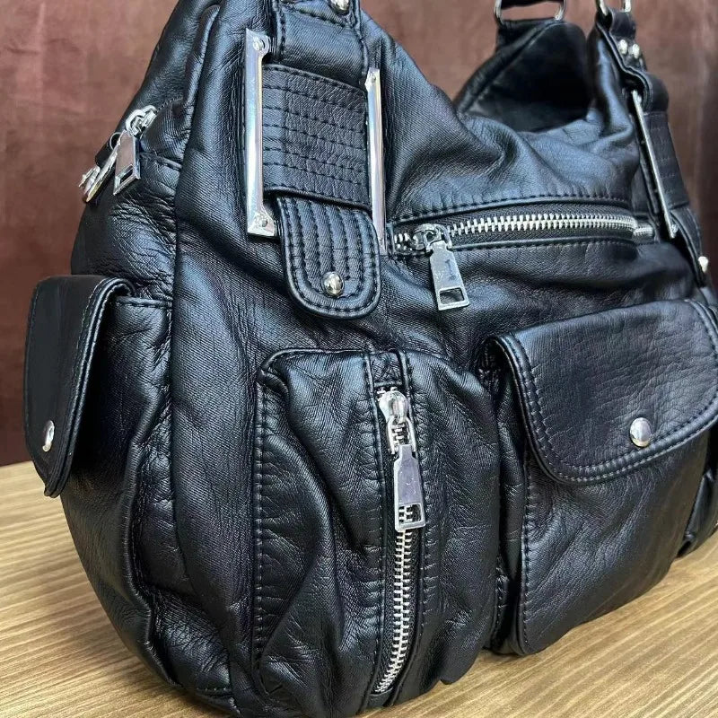 details du sac à main multipoches femme vintage