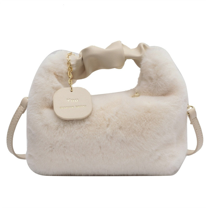 sac bandouliere fourrure synthetique blanc