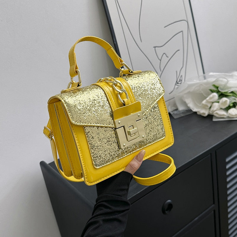 sac a main a paillettes jaune