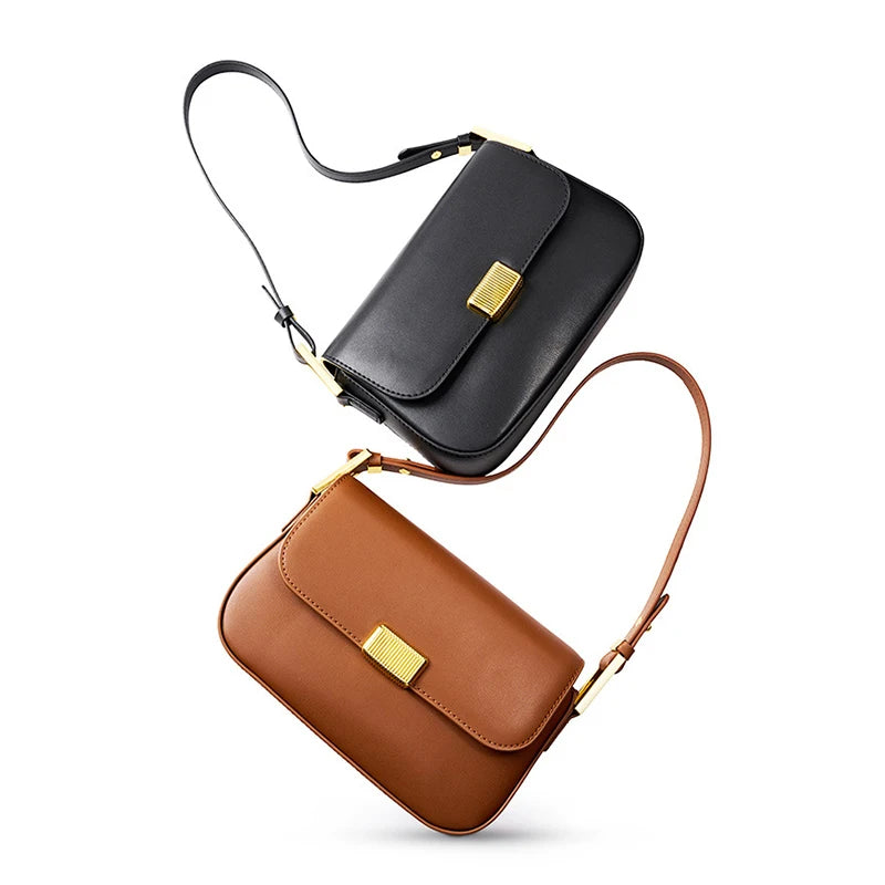 petit sac de luxe marron et noir en cuir