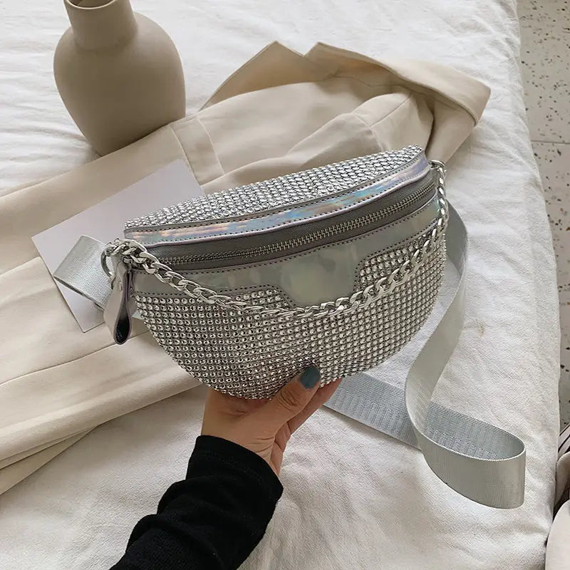 sac banane argenté femme tendance