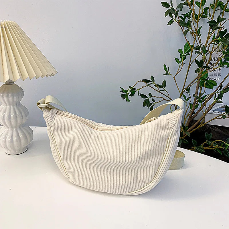 sac banane en velours cotelé blanc