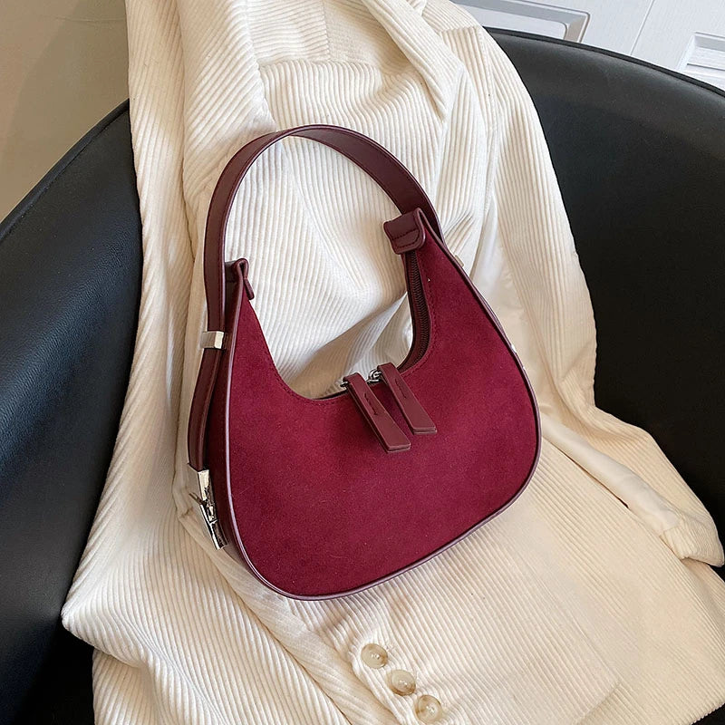 sac a main cuir et daim bordeau