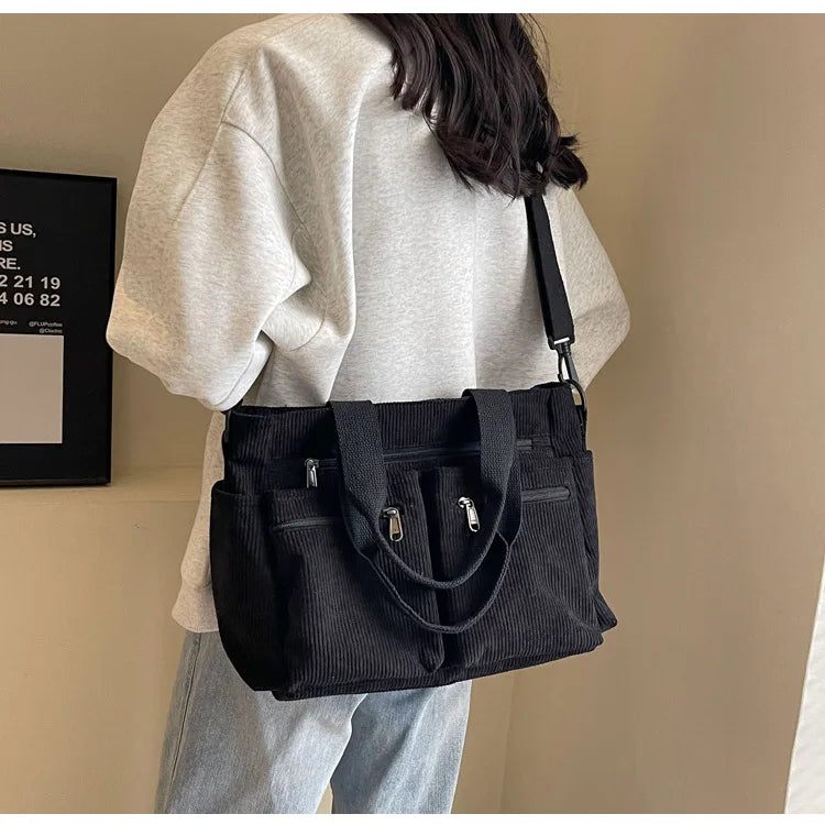 sac en velours cotelé noir