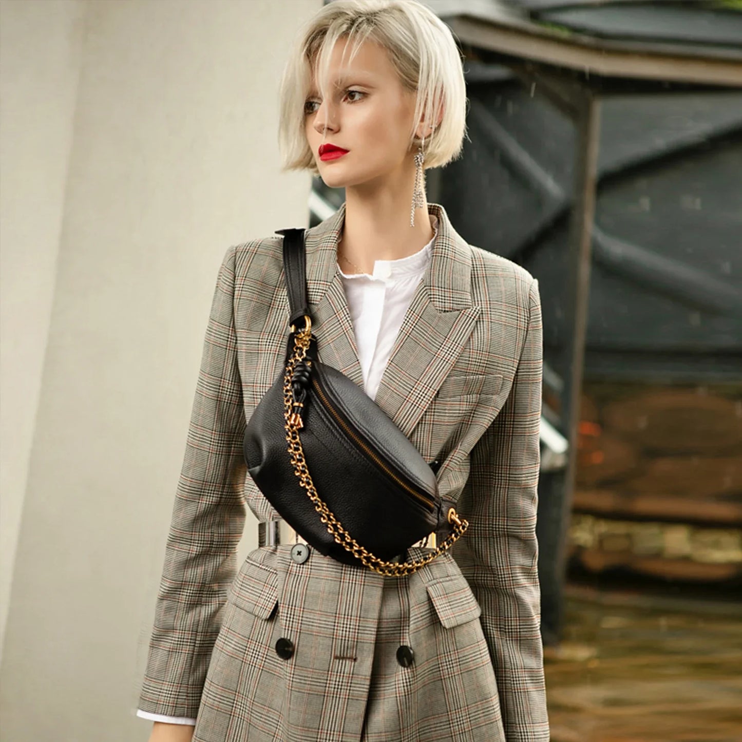 sac banane en cuir femme