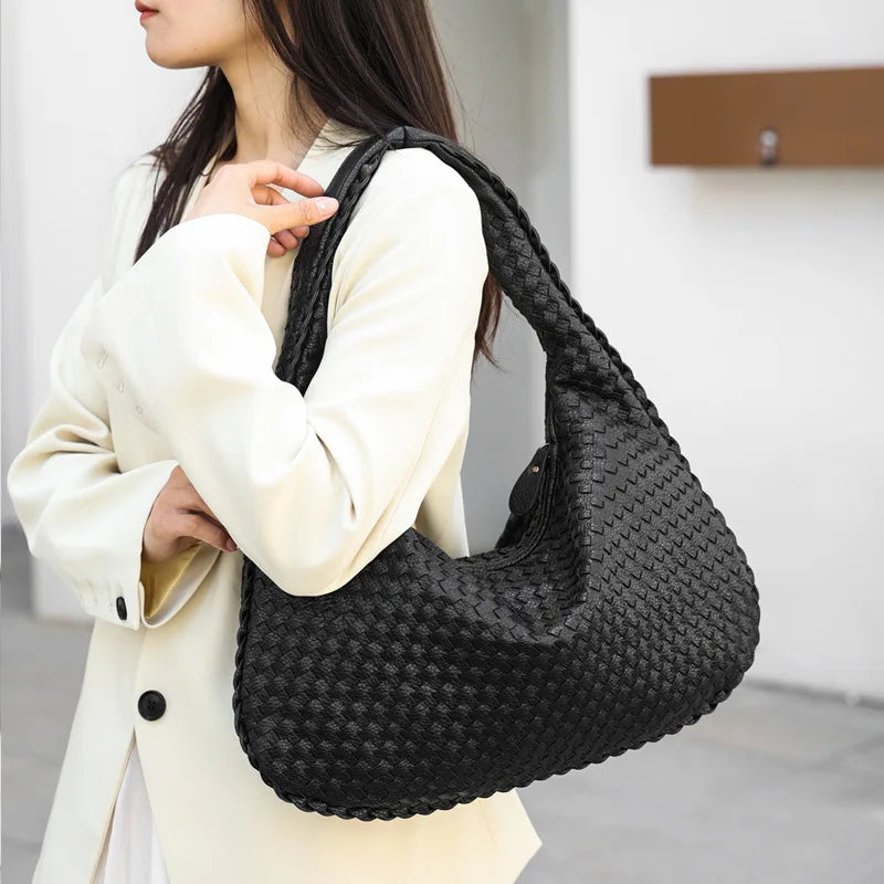 sac hobo tressé noir