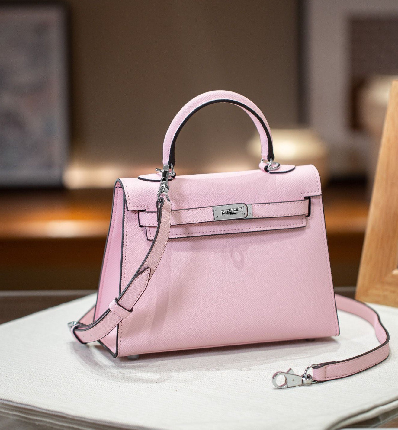 sac a main carre rose