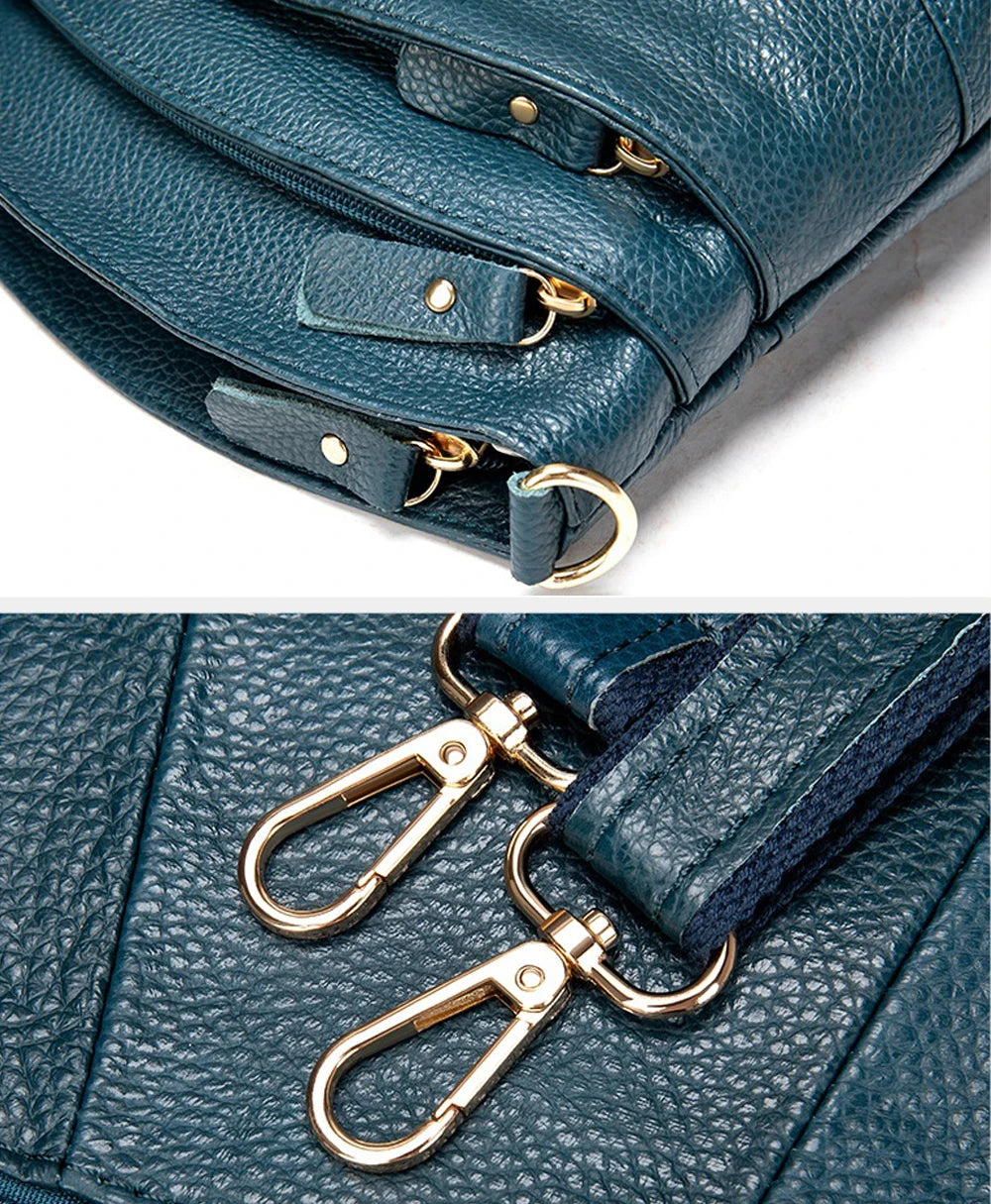 détails du sac besace bleu