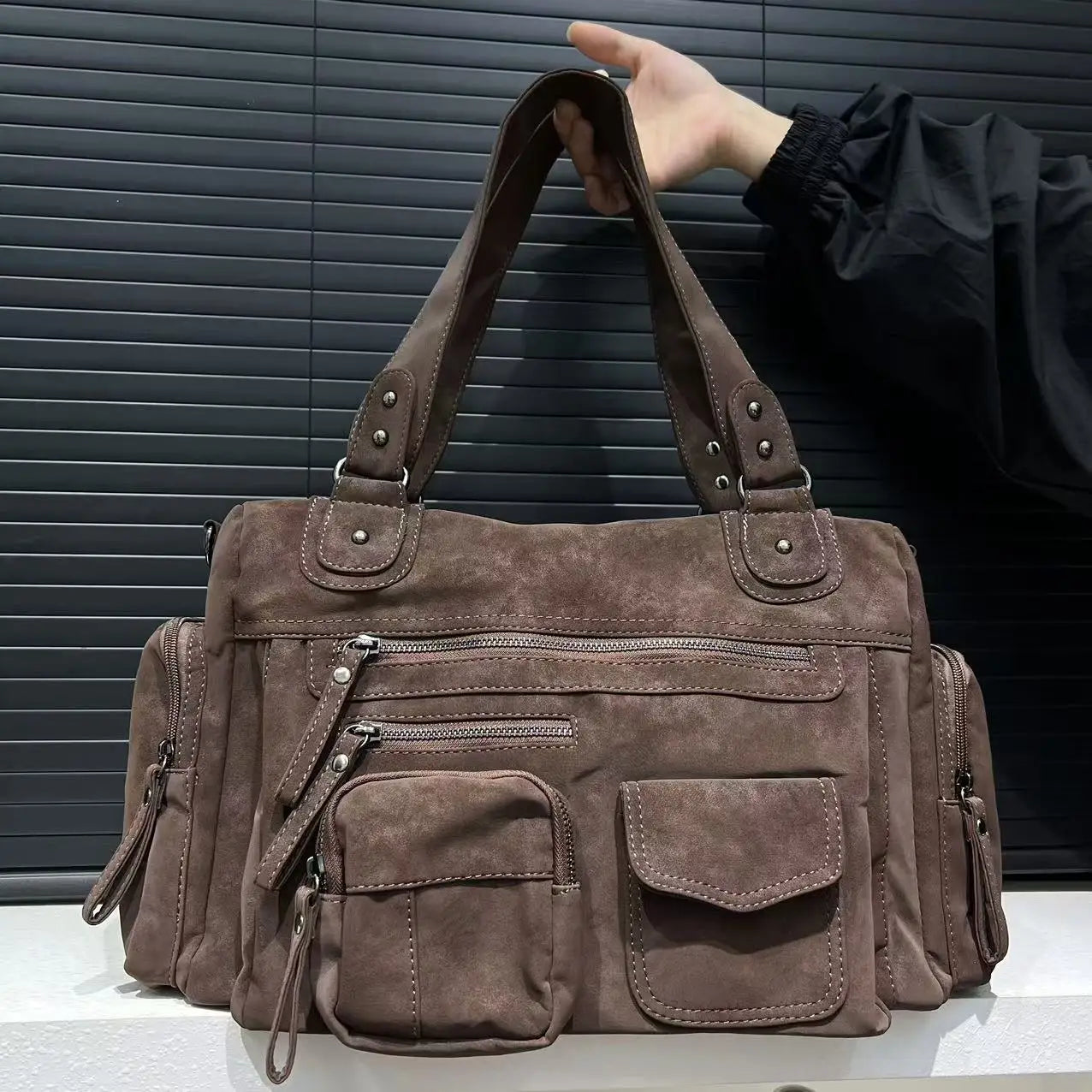 grand sac en daim marron