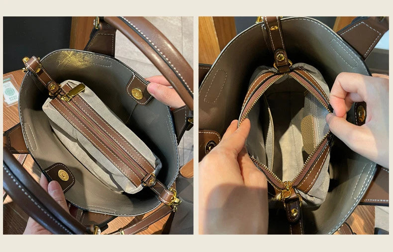 intérieur du sac à main en cuir grainé